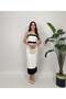 Women's White - White Strap Midi Bodycon Dress with Contrast Color Block, Bow, and Stone Accessories