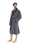 Zeus Şalyaka Men's Bathrobe - Ribbed Dark Gray - Black Collar 100% Cotton - 2