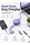 كابل شحن قابل للسحب 3 في 1 بقوة 66 واط، منفذ Type-C و Lightning و Micro-USB، طول 1.1 متر، لون أرجواني - 7