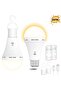 2-Piece LED Bulb Set with USB Charging, 2600mAh Capacity, Remote Control, Timer, E27 Bulb Holder, and Hook