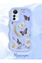 Mi 12 Lite Compatible Wavy Frame Moon Butterfly and Flower Patterned Silicone Phone Case