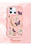 Redmi 11A Compatible Wavy Frame Moon Butterfly and Flower Patterned Silicone Phone Case