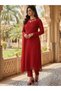 Red Faux Georgette Top Plazzo & Dupatta - HRT7426 -Size:2XL-44-Inches - 3
