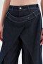 Women's Water Washed Denim Fabric Jeans with Folded Front Detail Design - 7