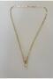 Italian Paperclip Model Stone Detailed Xp Gold Chain Necklace