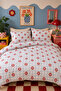 Milbay Group Orange Cream Wide Stripe Double Duvet Cover Set Retro Striped Quilt Cover - 4