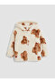 Vizyon New Season Ecru Hooded Patterned Girls' Zippered Sweatshirt - 2