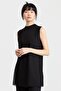 Chiffon Front Sleeveless Combed Cotton Undergarment - Black - 3