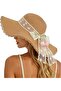 Lace bow tulip straw hat, wide-brimmed sun protection beach hat, adjustable summer hat, garden party essential.