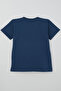 Boy's Short Sleeve T-Shirt with Colorful Text Print, Ages 9-14, Indigo - 2