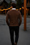 Men's Basic Winter Long Brown Sweater - 3