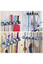Multifunctional wall-mounted broom holder - 5 slots - 6 hooks - ABS plastic - 3