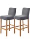 Two-piece bar stool cover set, elastic and removable bar stool seat cover with backrest, square bar stool cover, for kitchens, restaurants, and cafes