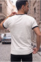 Men's Stone Colored T-Shirt with Crew Neck and Sleeve Trim Regular T-Shirt - 3