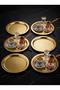 Decorative Metal Gold Color Round 6 Pieces Modern Coffee Presentation Tray 23 cm