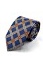 Beige Blue Motif Pattern Classic Tie with Handkerchief Kk13939 - 5