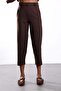 Brown Carrot Cut Fabric Trousers 9957 - 6