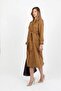 Tan Lined Suit Fabric Belted Long Trench Coat Tns-9007 - 4