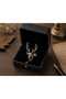 Adjustable Silver Color Elegant Women's Ring with Deer Head and Antler Figures - Nature Themed with Special Box - 3