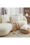 Two-Piece Set of Cream and White Faux Fur Soft Throw Pillowcases with Plaid Decoration (45.72 x 45.72 cm) - 3