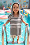 100% Cotton Muslin Patterned Children's Hooded Sea Pool Beach Poncho 01 Anthracite - 4