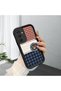 Samsung Galaxy S25 Compatible Cute Bear Protective Case, Mix of Plaid and Lines, Impact Blocking