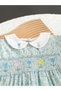 Girls Floral Print Smocked A-Line Dress - 2