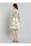 Yellow Floral Print Fit And Flare Knee-Length Dress - 4