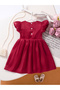 Girls Red Organza Dress with Bows - 2