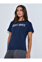 Dark Blue Slogan Print Short Sleeves Regular Fit T-Shirt - 3