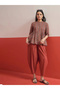 Maroon Geometric Peplum Top And Balloon Pants Co-Ord Set - 8