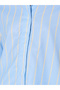 Light Blue Striped Long-Sleeve Oversized Shirt - 4