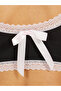Ribbed Lace Trim Padded Back Bow Detail Crop Top and Bikini Set - 4