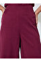 Burgundy Solid Wide Leg Pants - 3