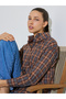 Tan Longline Plaid Oversized Shirt