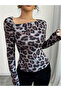 Animal Print Asymmetric Neck Fitted T-Shirt