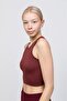 Women's Tile Ribbed Medium Length Sports Crop Top