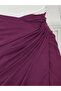 Asymmetric Hem Wrap Knee Length Skirt - 3