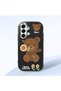 Samsung Galaxy A16 Compatible Case Camera Protector Black Silicone Couple Phone Case with Bear Pattern