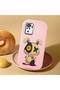Redmi Note 10S Compatible Case Camera Protector Pink Silicone Couple Phone Case Character Patterned - 2