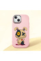 iPhone 14 Compatible Case Camera Protector Pink Silicone Couple Phone Case with Character Pattern
