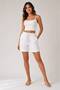 Women's Elastane Linen Shorts with Elastic Waist, Lace-Up, Pockets, Comfortable Cut, Summer Casual Shorts - 3