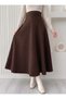 Women's Black High Waist Elastic Scuba Crepe Lycra Long Flared Skirt (Promotional Price)