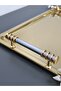 Figured, Metal-Handled, Stainless Steel Rectangular Tray Luxury Presentation Tray Light Gold-Silver - 2