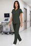 Women's V-Neck Bat Sleeve Powder, Pomegranate Flower, Mustard, Brick, Bitter Green Belinda Fabric Scrubs Set - 7