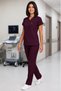 Women's V-Neck Bat Sleeve Lilac, Light Plum, Plum, Green, Petrol Green Belinda Fabric Scrubs Set - 7