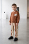 Boy's Polar Bear Printed Two-Thread Brushed Striped Tracksuit Set - 6