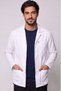 Men's Shirt Collar Long Sleeve Snap Fastener Jacket Oversized White Alpaca Fabric Doctor and Teacher Coat - 2