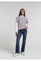 Regular Fit Polo Collar Striped Women's Multicolor Long Sleeve T-Shirt - 3