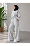 Gray Sweatpants with Wide Legs and Stripes on the Front, Comfortable Fit - 2